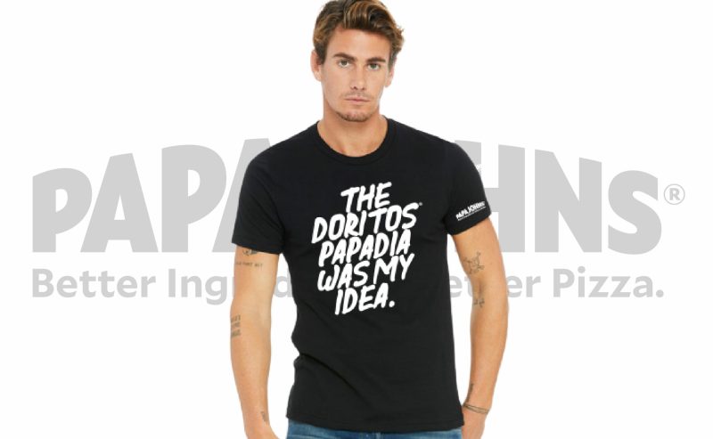 Doritos_Tee_Text_Branded-Apparel-for-Celebrity-TV-Shoot-papa-johns-case-study-scaled